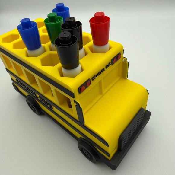 School Bus themed marker holder - perfect gift for a teacher - plastic - Picture 4 of 10